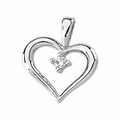 14K White .02 CTW Diamond Round Heart Pendant